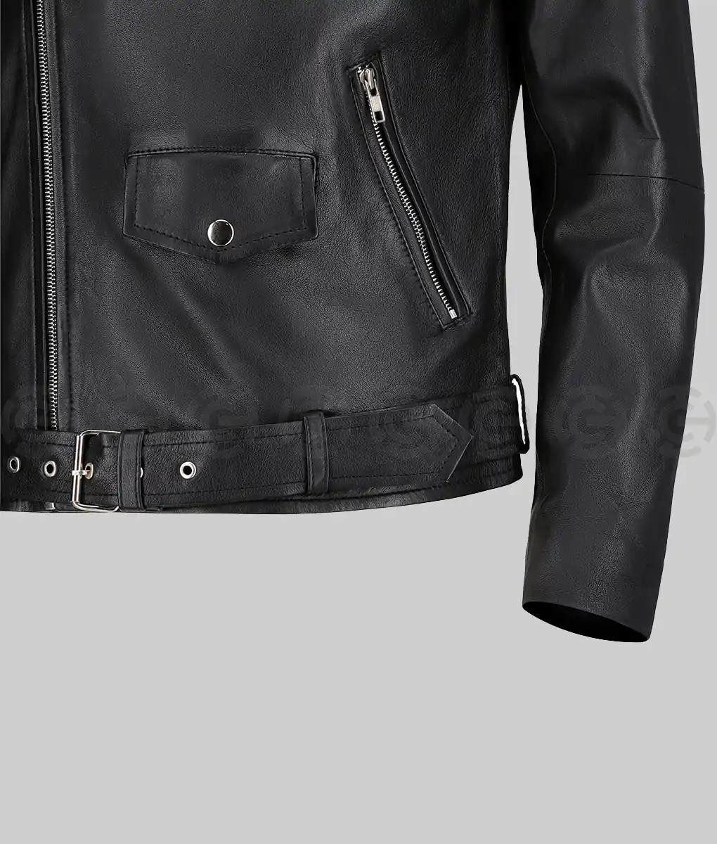 Bruno Mars Black Leather Biker Jacket