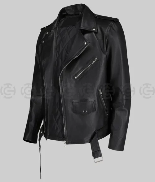 Bruno Mars Black Leather Biker Jacket