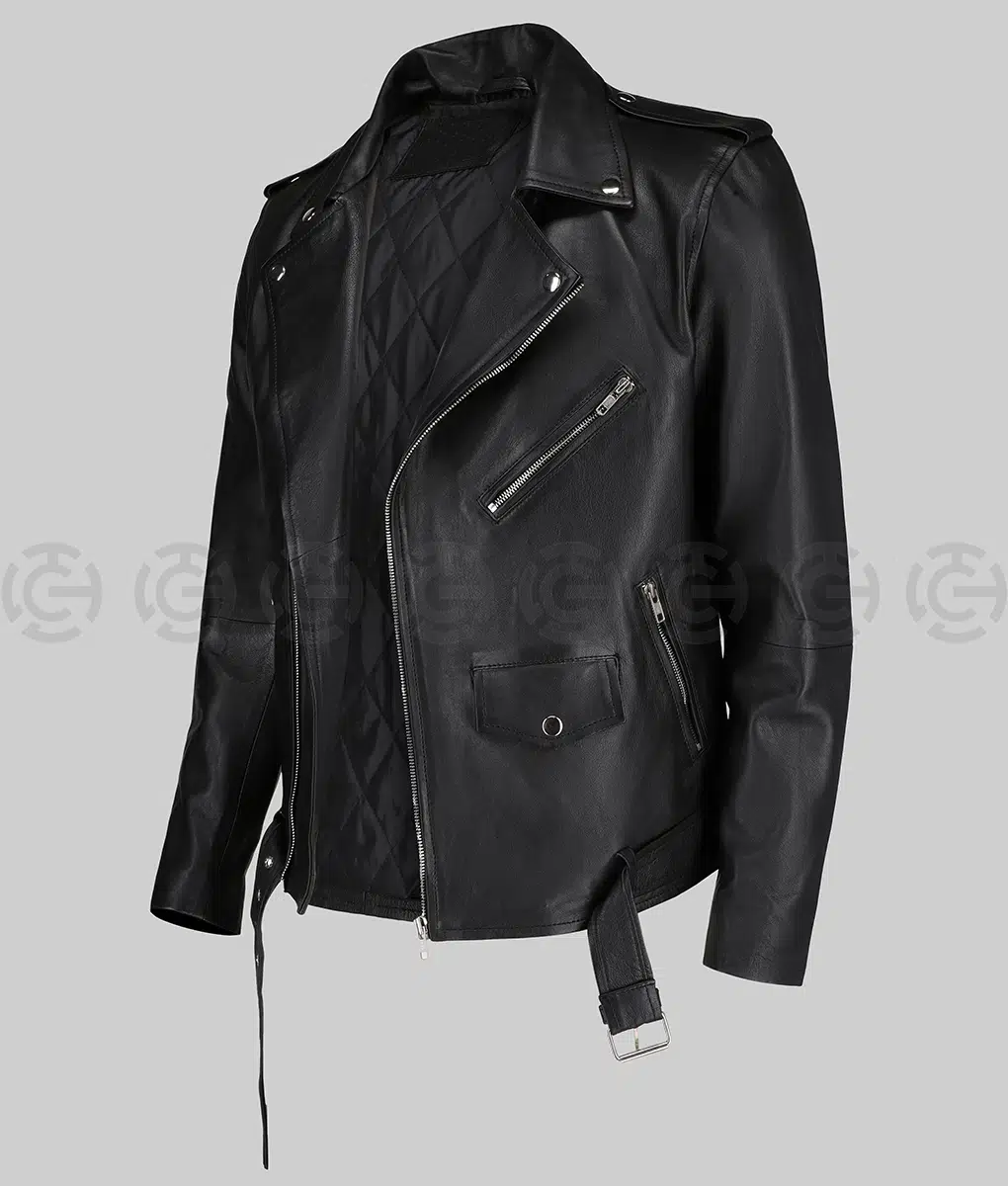 Bruno Mars Black Leather Biker Jacket