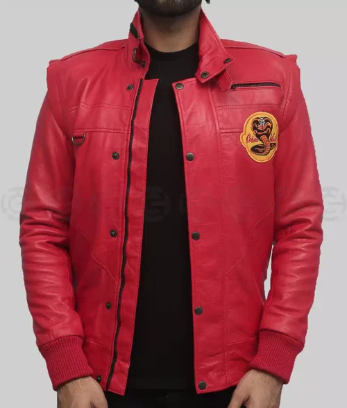 Cobra Kai Red Jacket - Cobra Kai Red Leather Jacket - Front Open View