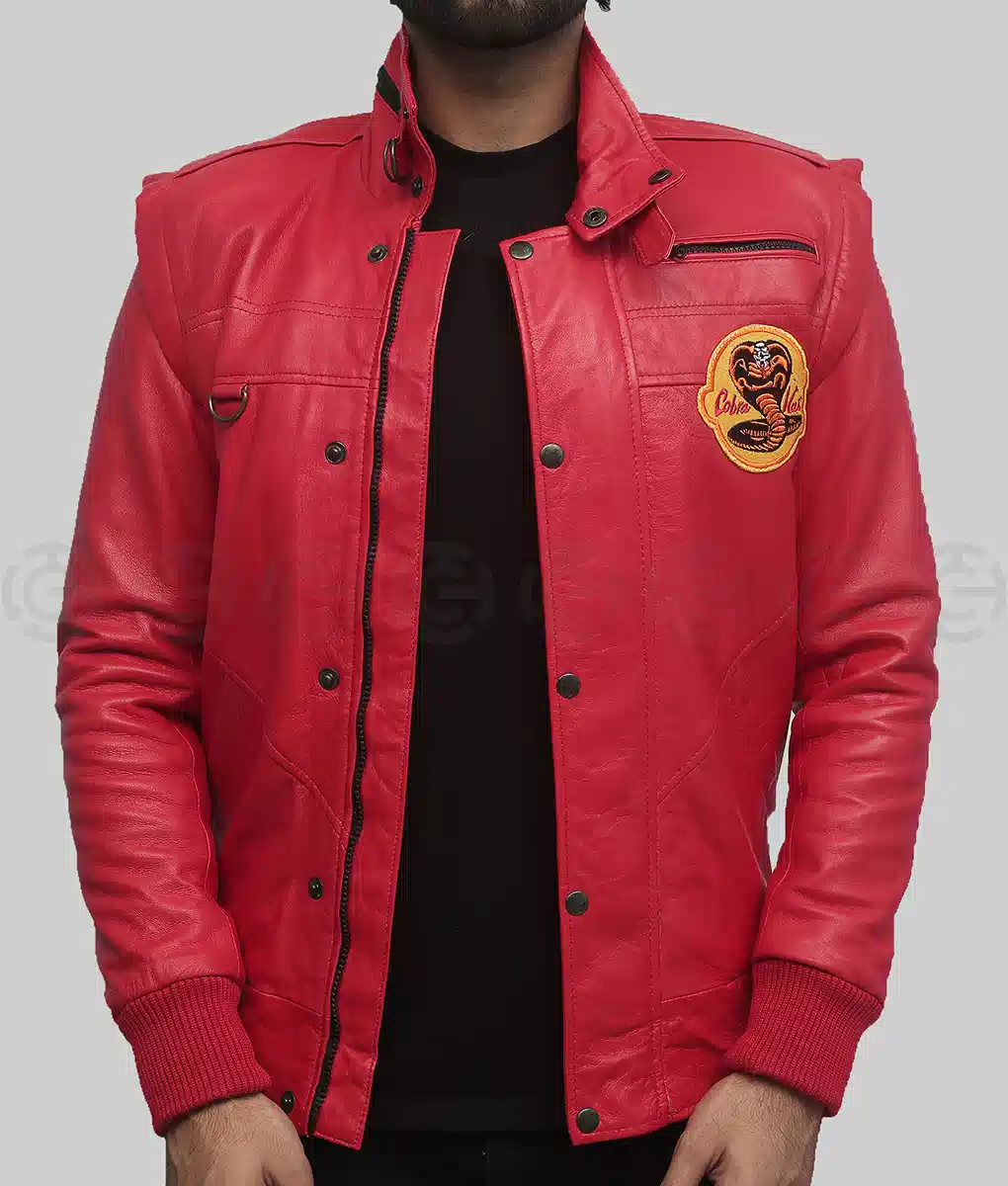 Cobra Kai Red Jacket - Cobra Kai Red Leather Jacket - Front Open View