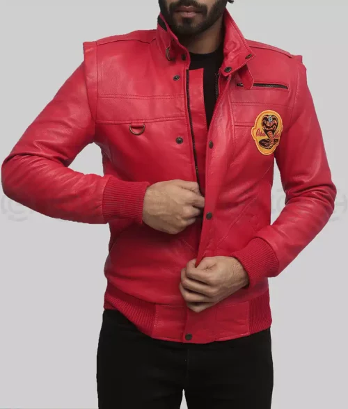 Cobra Kai Red Jacket - Cobra Kai Red Leather Jacket - Front View