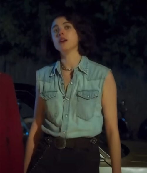 Drive-Away Dolls Margaret Qualley Jamie Denim Vest