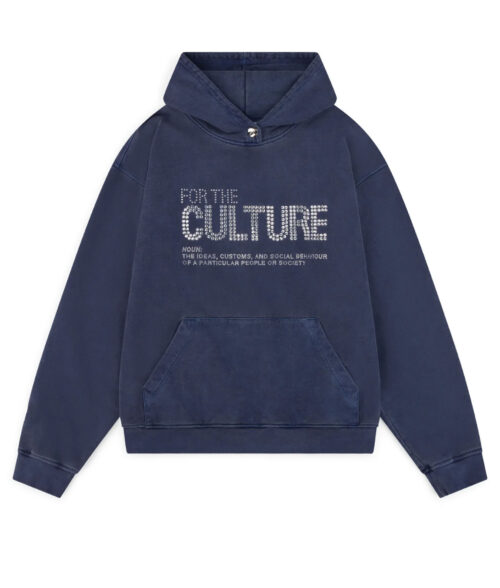 For the Culture Crystal Hoodie - For the Culture Blue Hoodie | Men's Cotton Hoodie - Front View