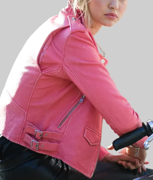 Gigi Hadid Pink Leather Jacket
