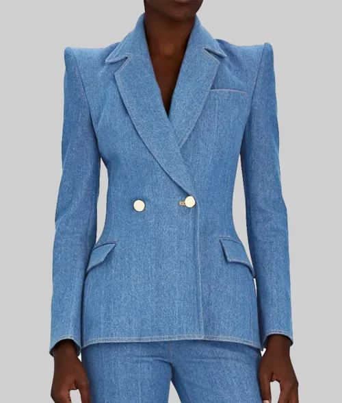 Jessica Alba Blue Denim Blazer