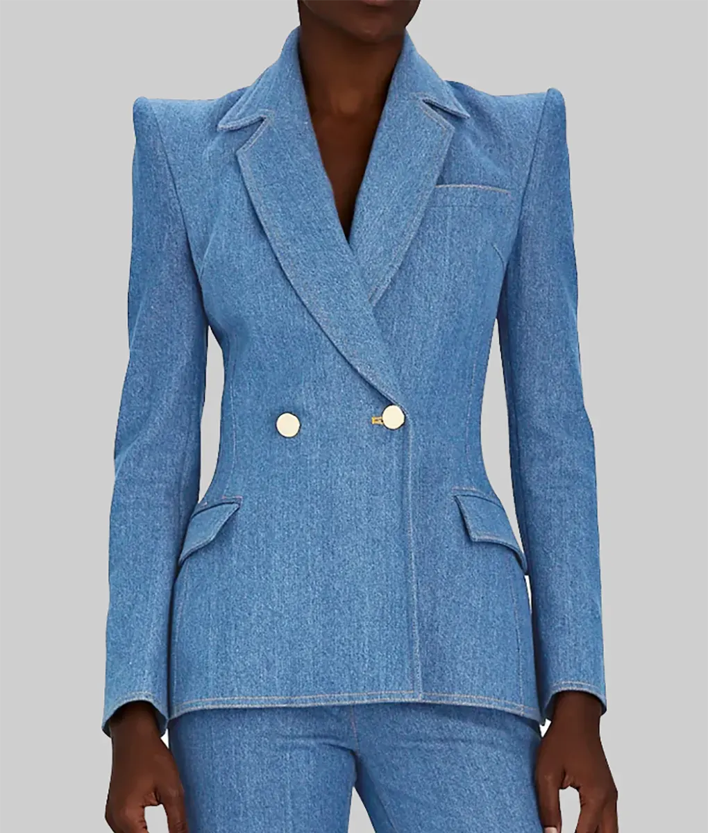 Jessica Alba Blue Denim Blazer
