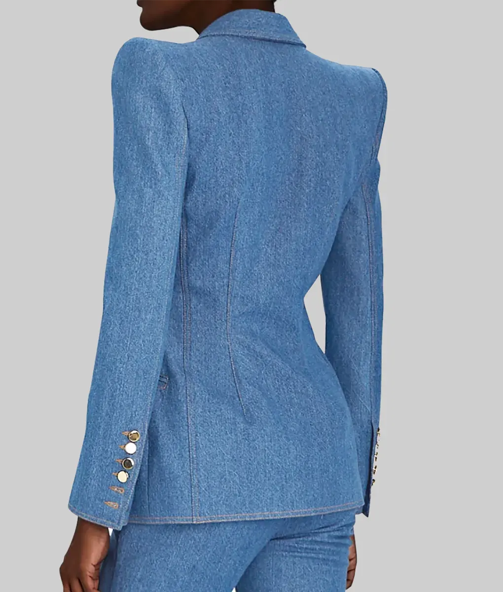 Jessica Alba Blue Denim Blazer