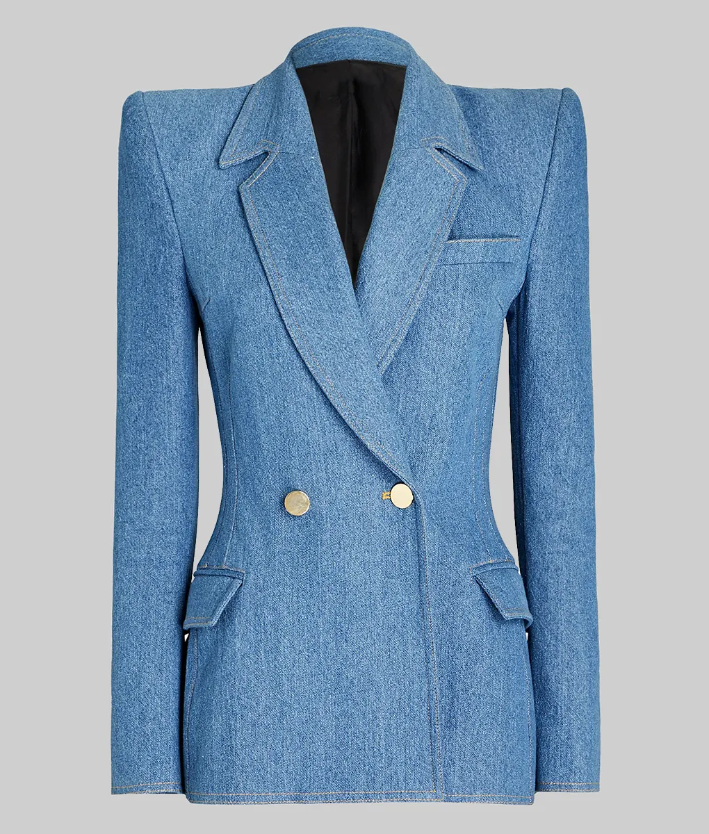Jessica Alba Blue Denim Blazer