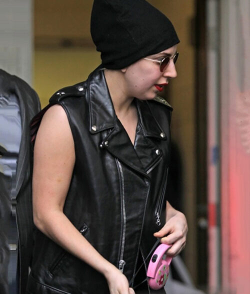 Lady Gaga Black Leather Vest