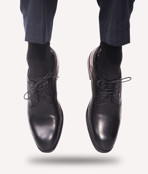 Clinton Mens Black Leather Derby Shoe