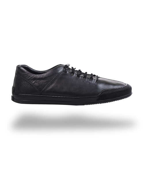 Men's Black Leather Lace Up Sneakers