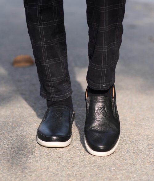 Men's Black Leather Slip-on Shoes