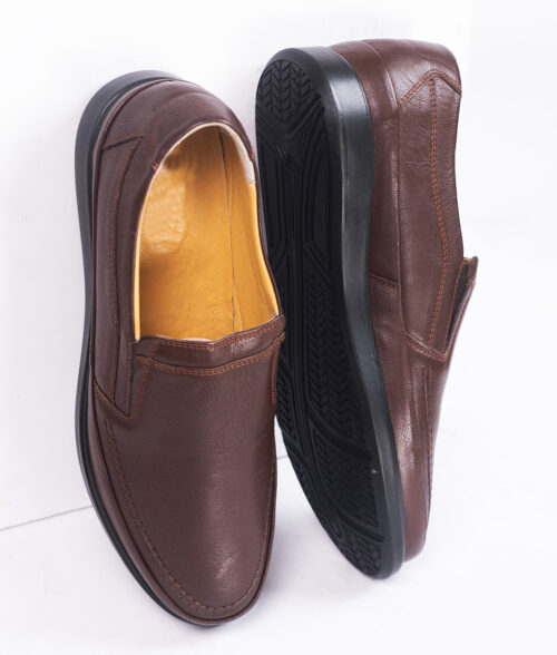 mens brown leather casual slip on shoes