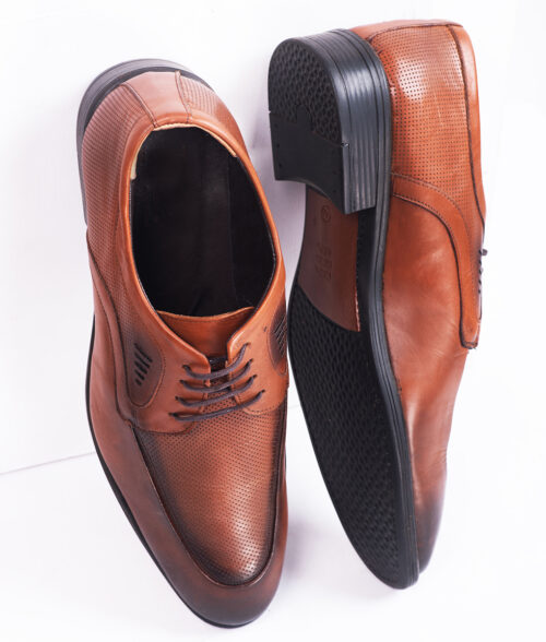 Ruther Mens Brown Leather Brogue Derby Shoe