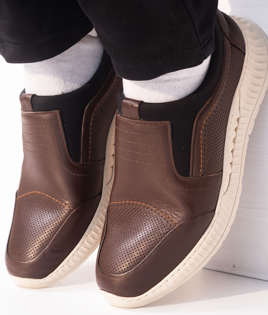 mens brown casual slip on shoes