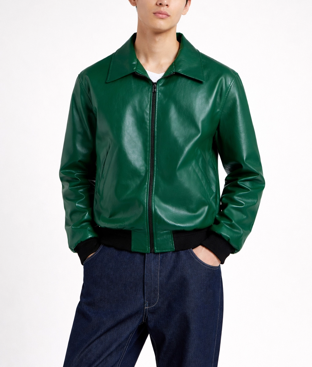 Men's Dark Green Leather Jacket - Men's Vintage Leather Jacket