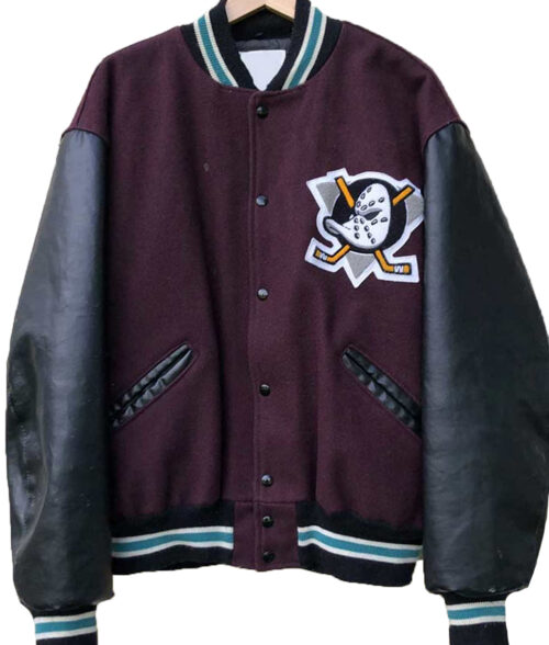 Mighty Ducks Burgundy Varsity Jacket