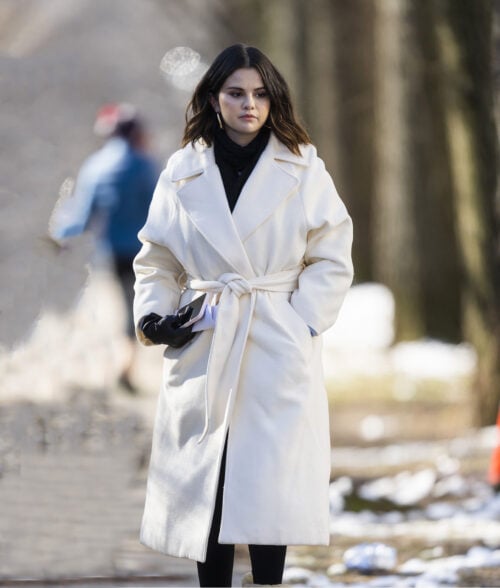 Only Murders in the Building Selena Gomez White Coat
