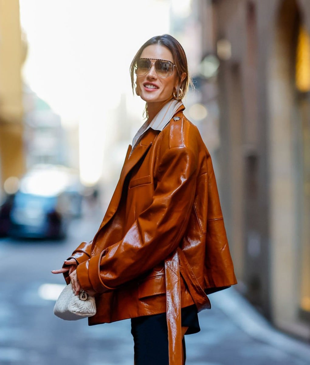 Alessandra Ambrosio Brown Leather Jacket