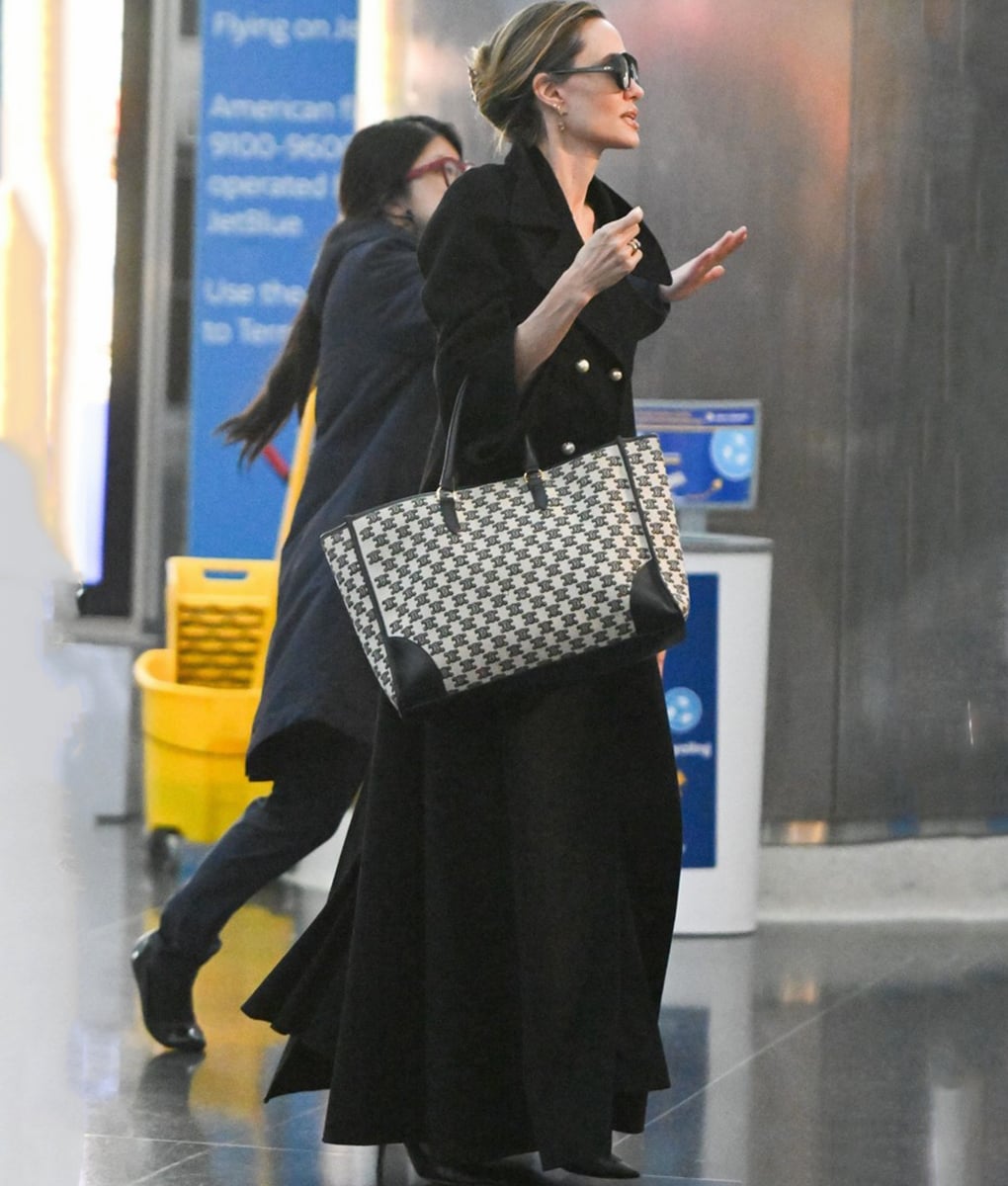 Angelina Jolie Double Breasted Black Trench Coat