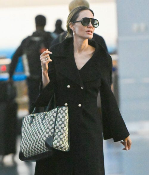 Angelina Jolie Double Breasted Black Trench Coat