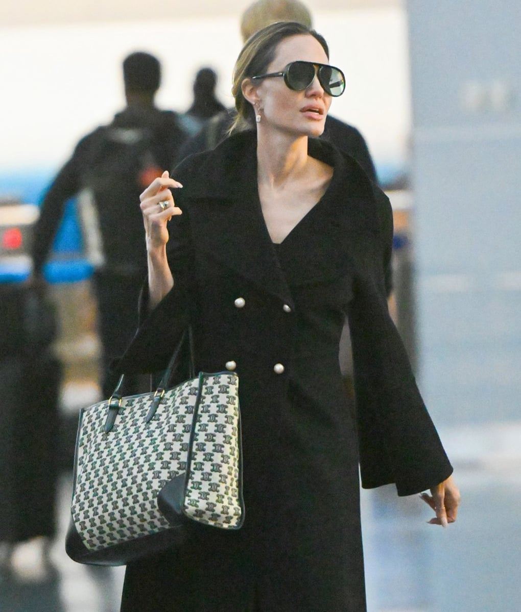 Angelina Jolie Double Breasted Black Trench Coat