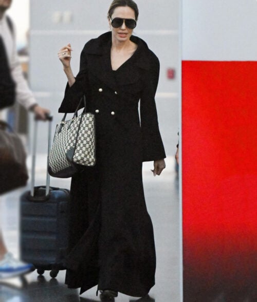 Angelina Jolie Double Breasted Black Trench Coat