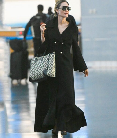 Angelina Jolie Double Breasted Black Trench Coat