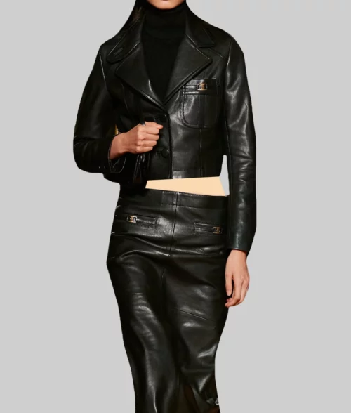 Coach Spring 2024 Camila Mendes Black Crop Jacket