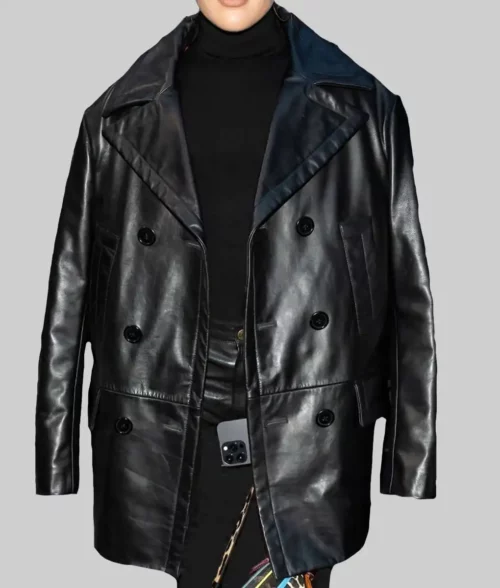 Coach Spring 2024 Olivia Ponton Black Leather Coat