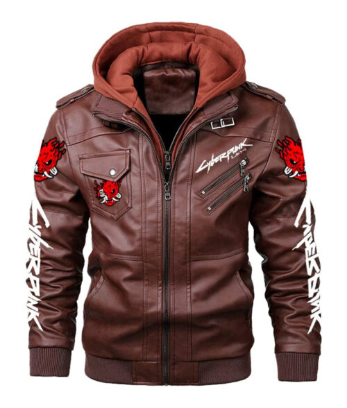 Cyberpunk 2077 Samurai Brown Jacket - Samurai Brown Jacket Cyberpunk | Men's Leather Jacket - Front View