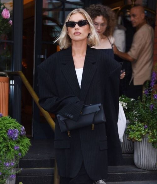 Elsa Hosk Long Black Blazer