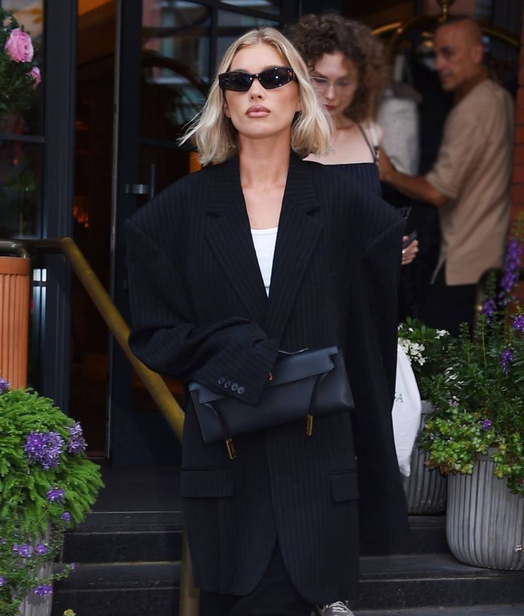 Elsa Hosk Long Black Blazer