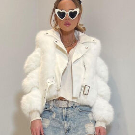 Cosmo Women's Faux Fur Biker Jacket