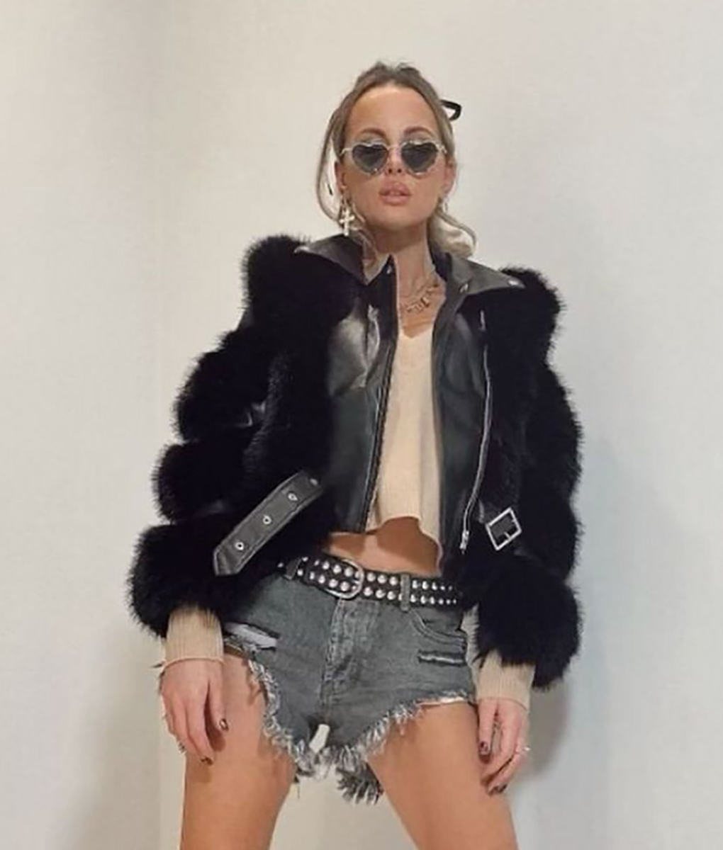 Kate Beckinsale Fur Crop Jacket
