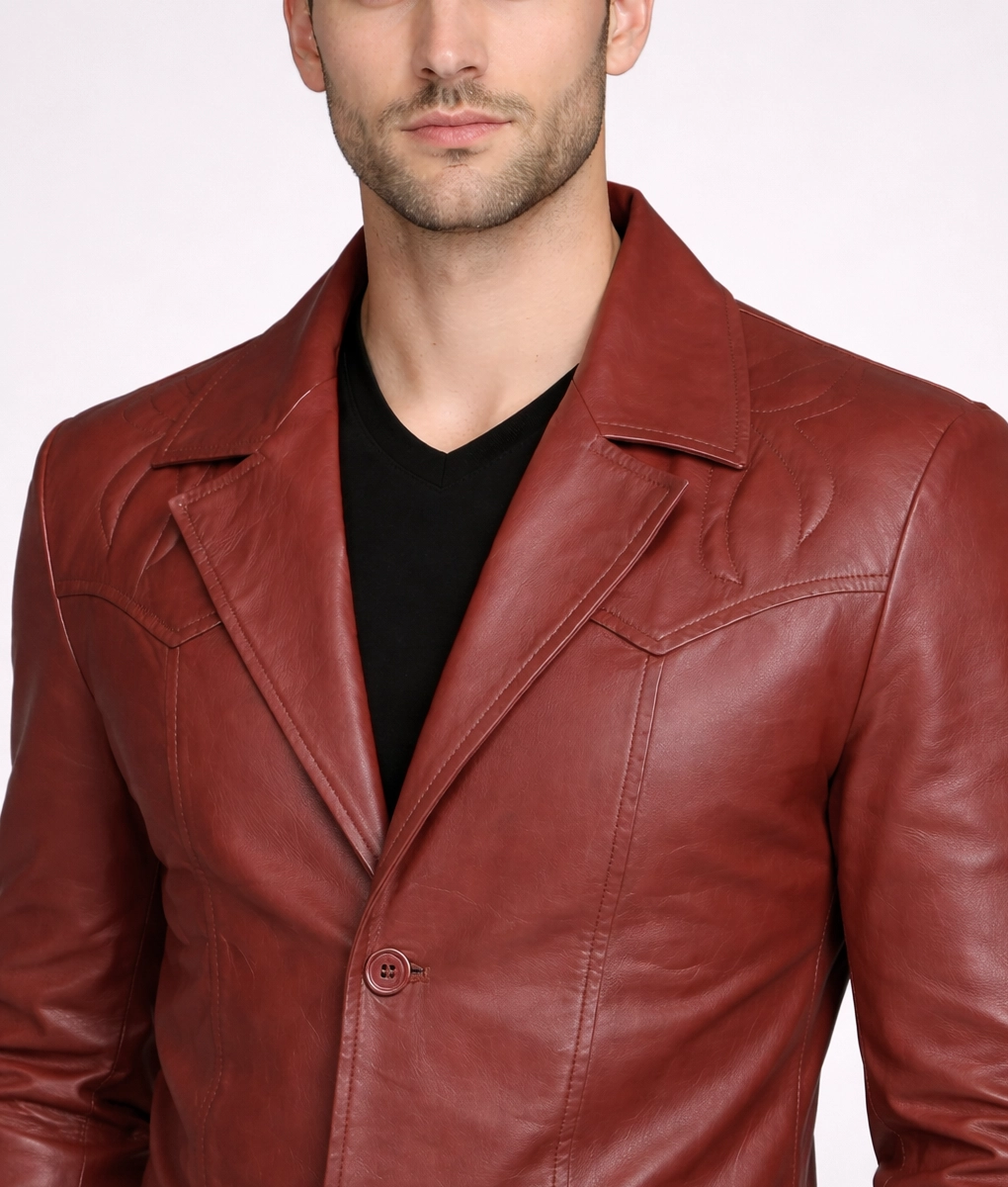 Men's Brown Leather Blazer-2