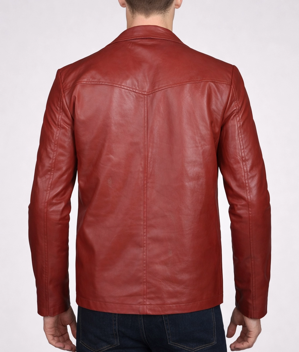 Men's Brown Leather Blazer-4