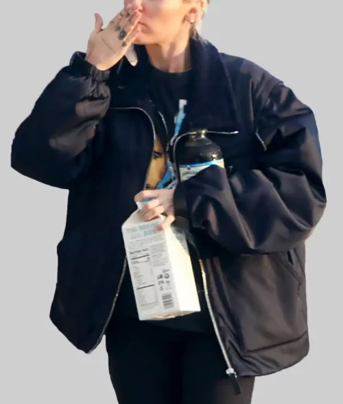 Miley Cyrus Black Bomber Jacket
