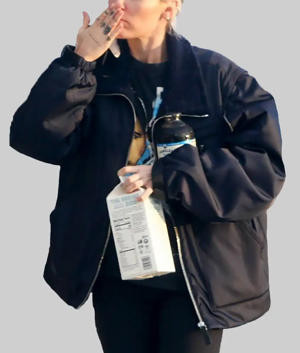 Miley Cyrus Black Bomber Jacket