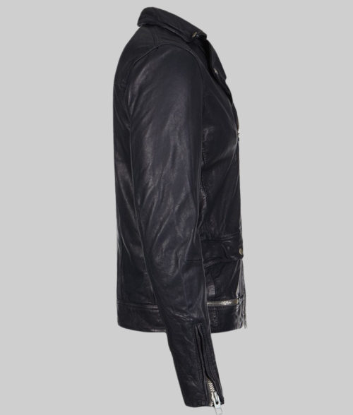 Zayn Malik Black Leather Jacket - Side View