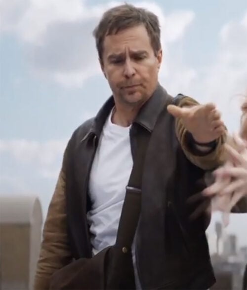 Sam Rockwell Brown Leather Jacket - Agrylle Mens Brown Leather Jacket | Men's Leather Jacket - Front View