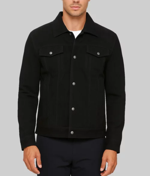 Black Suede Jacket Mens-Front View