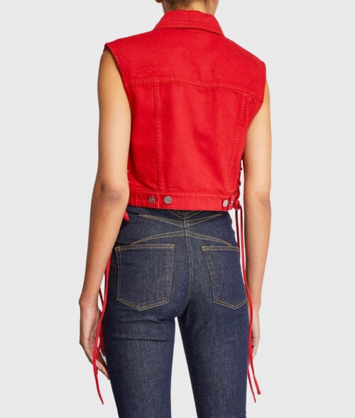 Brittany Mahomes Red Denim Vest