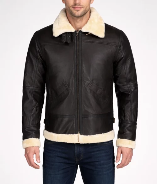 Captain B-3 Bomber Leather Aviator Jacket - Front View