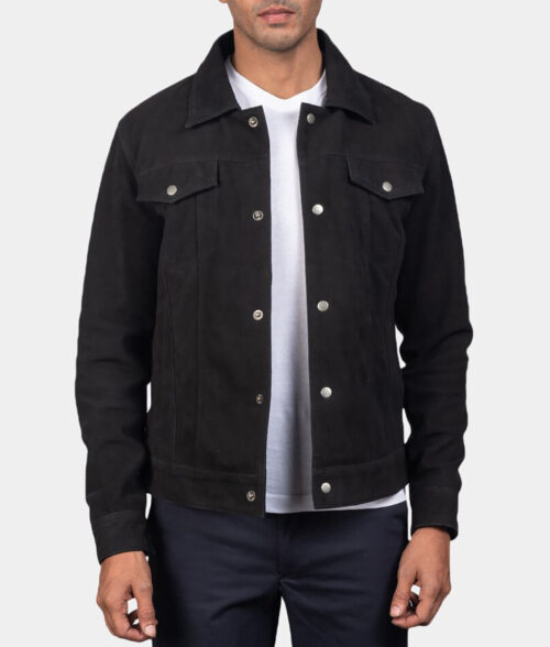 Black Cotton Jacket Mens - Black Cotton Jacket | Men's Cotton Jacket - Front View