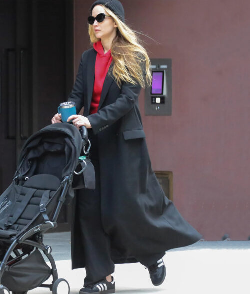 Jennifer Lawrence Black Long Trench Coat