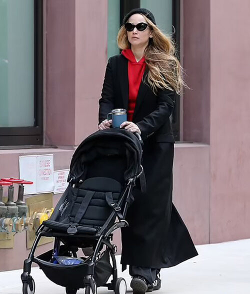 Jennifer Lawrence Black Long Trench Coat