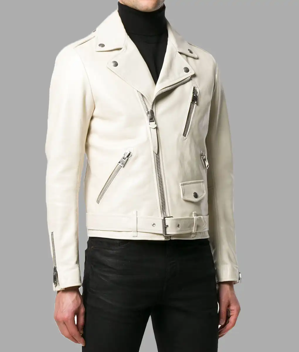 Jim Carrey White Biker Jacket