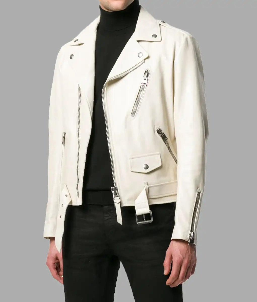 Jim Carrey White Biker Jacket